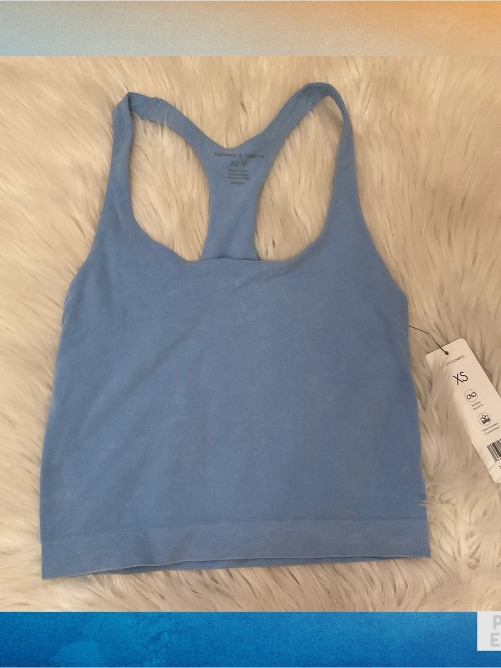 Harmony Balance Racerback Cropped Tank Top - NWT - Size XS - Blue
